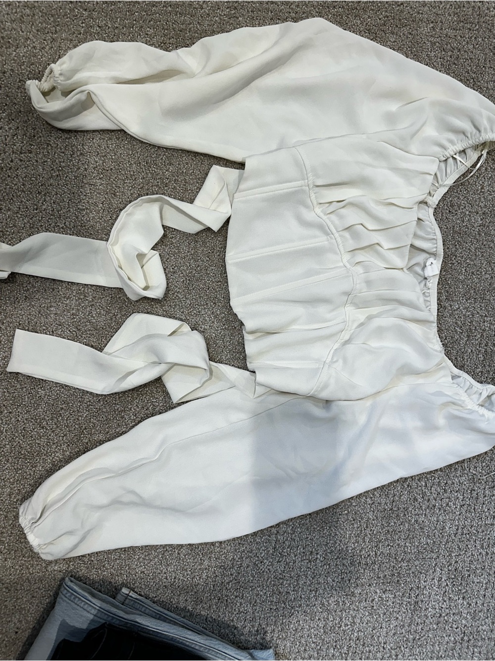 Dry Goods White Off-Shoulder Cropped Blouse